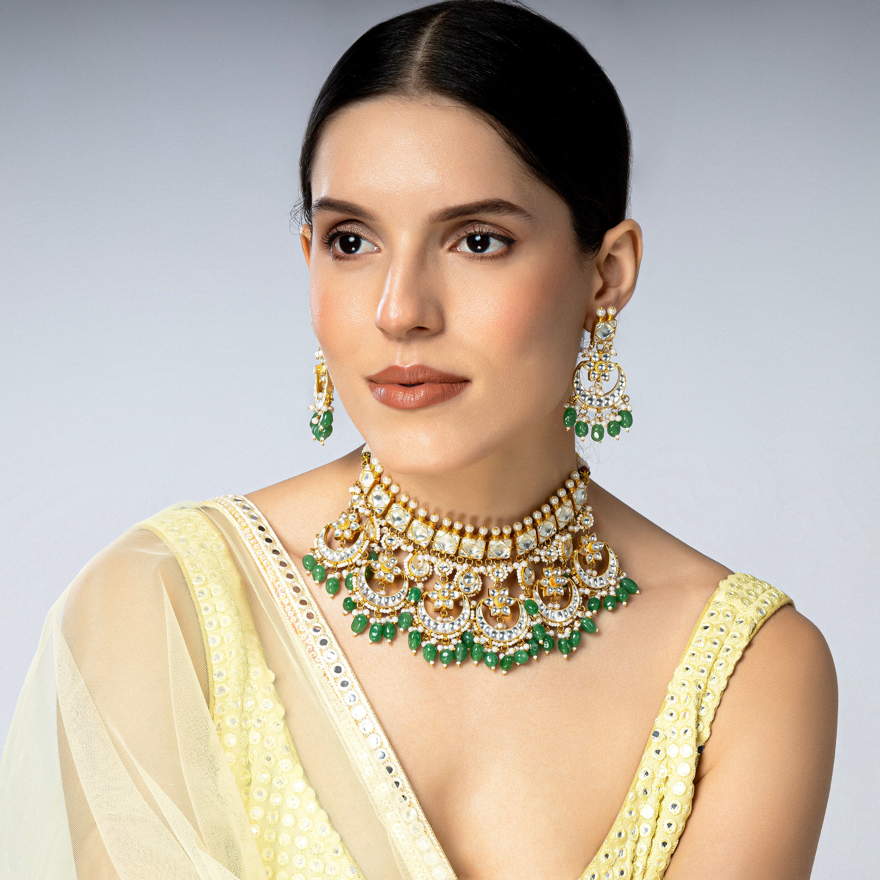 Ethereal Grace Pacchi Kundan Set-Mivanaa